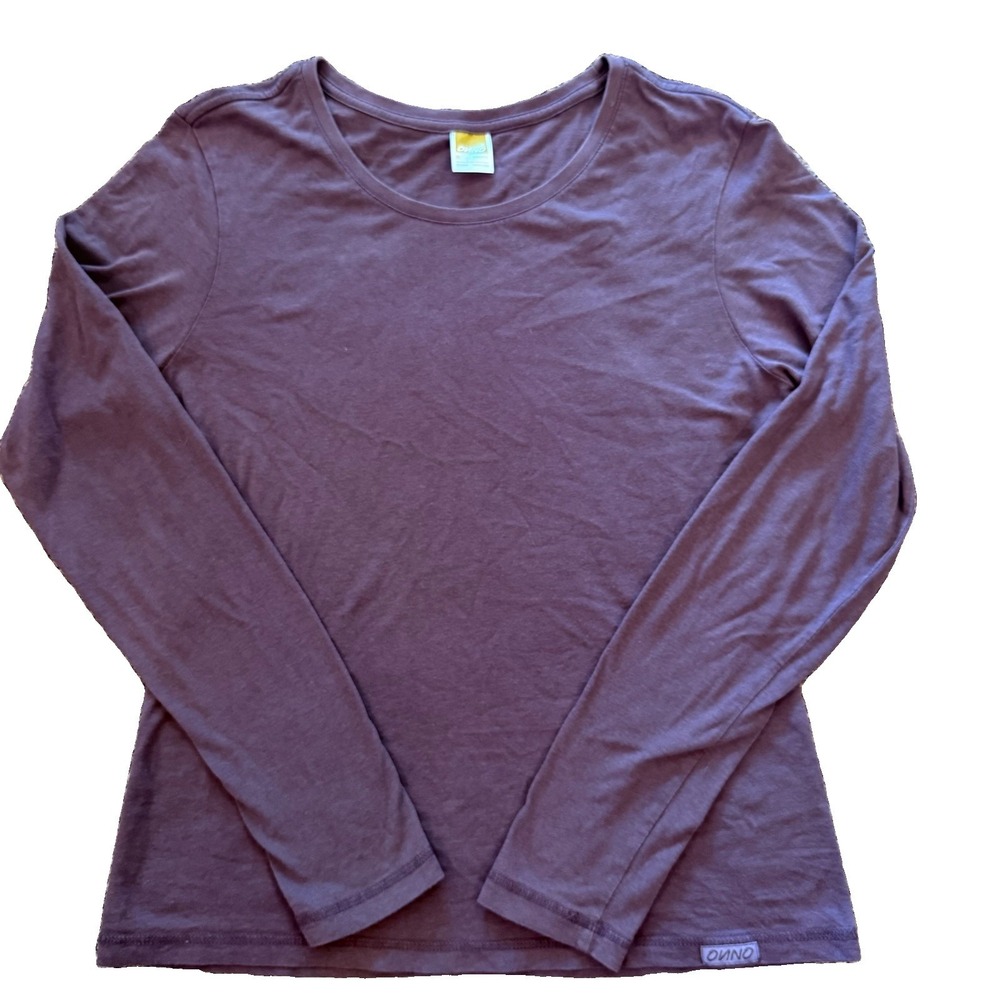 Onno Womens T Shirt Medium Purple Eggplant Long Sleeve Organic Cotton Bamboo
